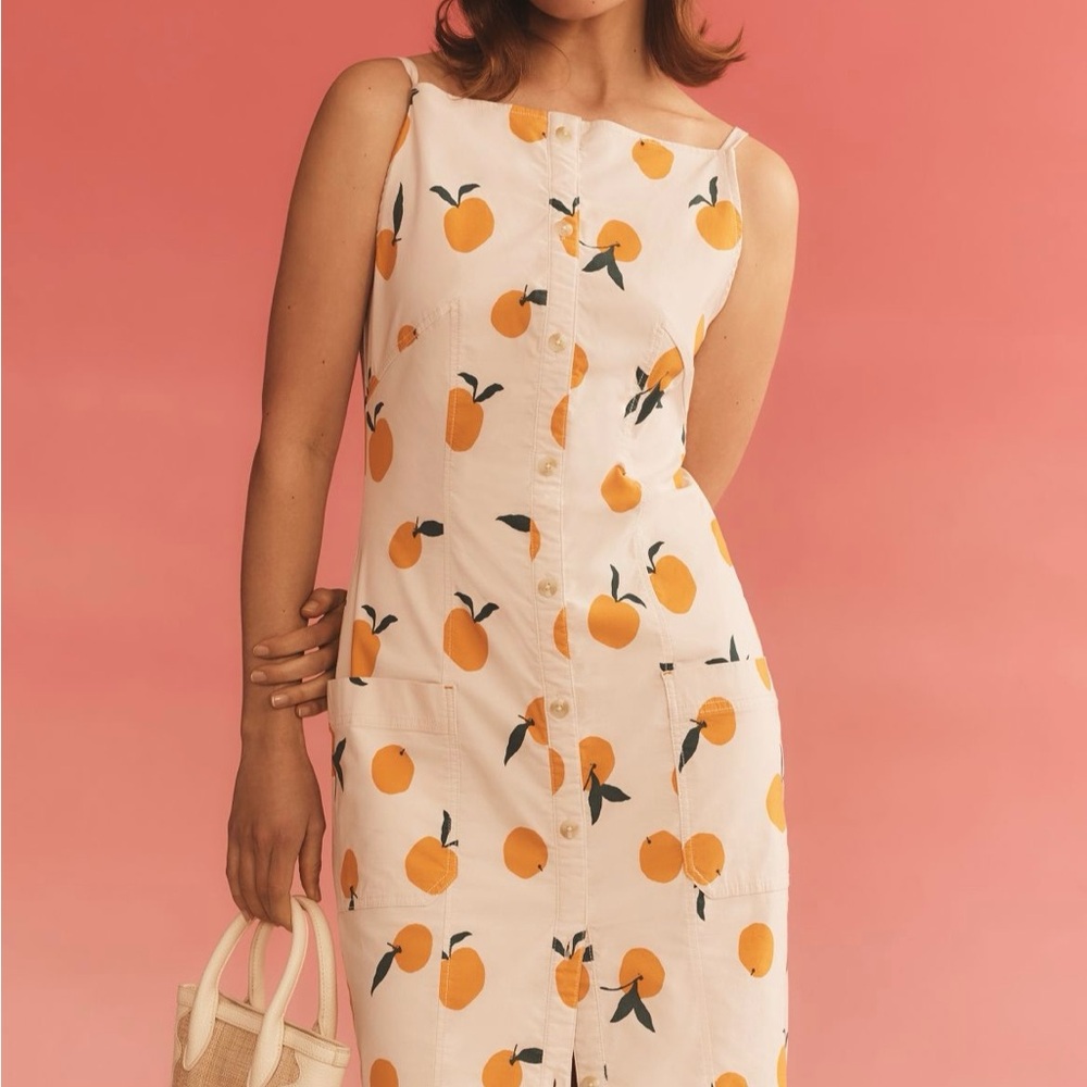Maeve Orange Print Midi Dress